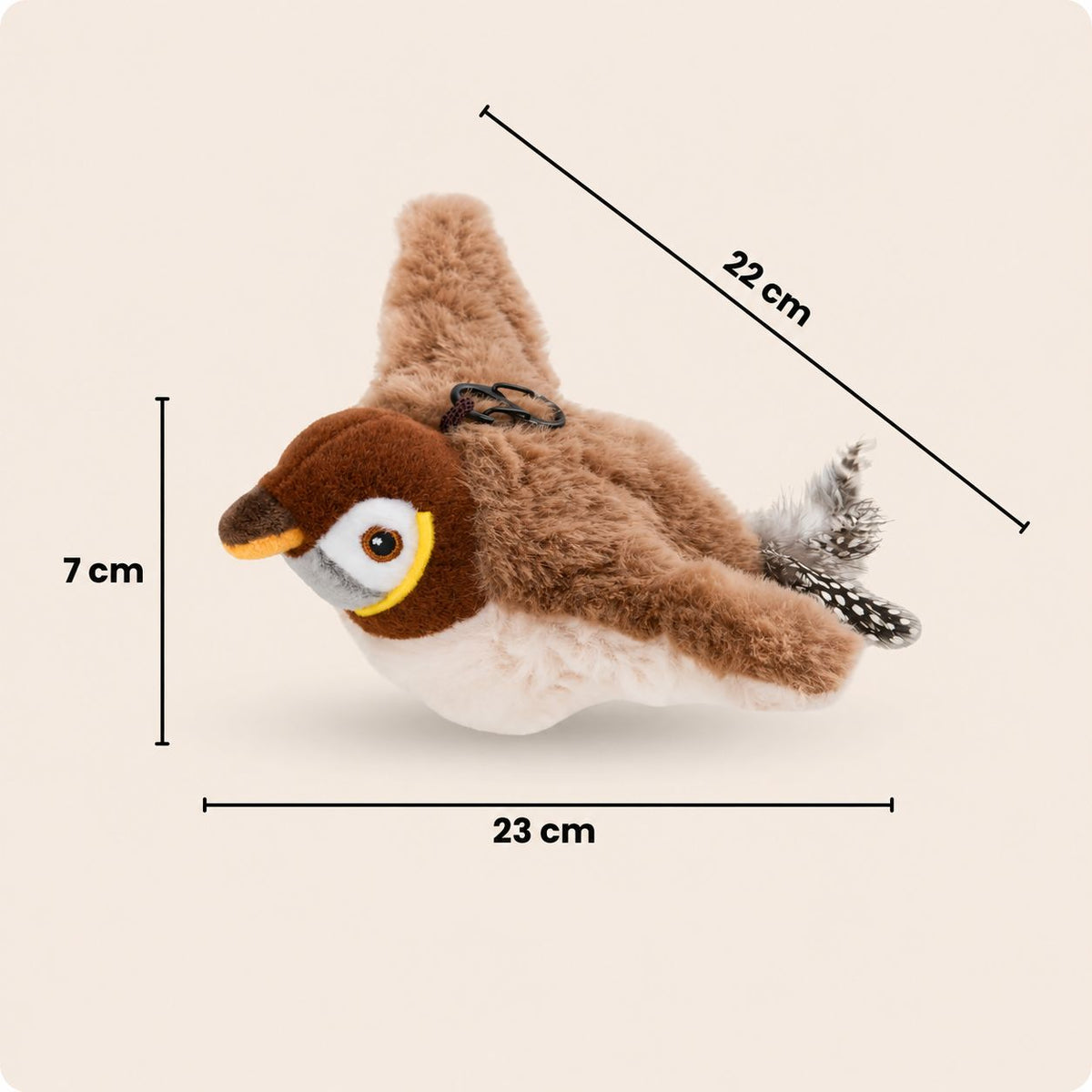 Veluropet Realistische Simulatie Vogel voor Katten - Grote Mus (Flappert + Tjilpt)